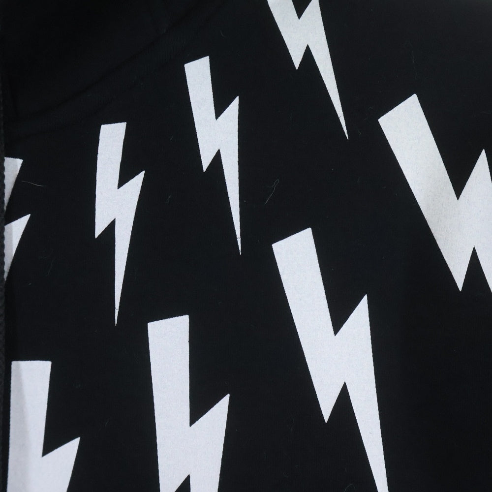 Neil Barrett(ニール バレット) 20SS THUNDER BOLT サンダー ボルトプリント ジップアップパーカー ブラック PBJS262S F552S