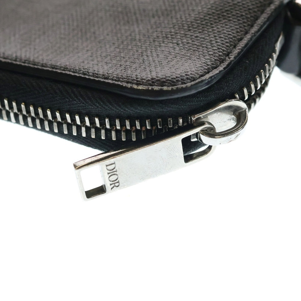 DIOR(ディオール) CDダイアモンド クラッチバッグ セカンドバッグ ポーチ ケース グレー レザー シルバー金具 ブラック