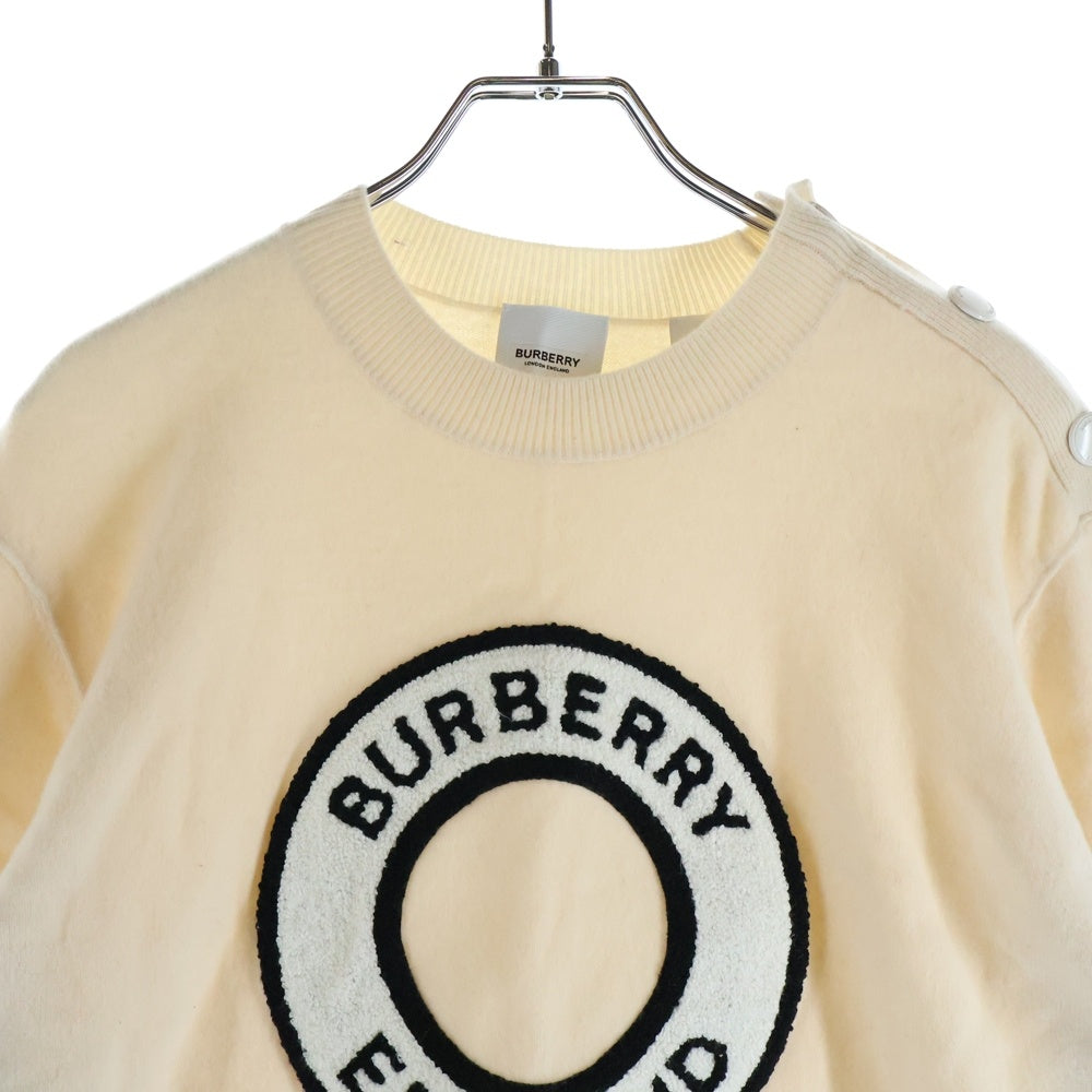 BURBERRY(バーバリー) Hadley Graphic Logo Applique Sweater ハドリー グラフィック ロゴ アップリケ ニットセーター 8058397 アイボリー レディース