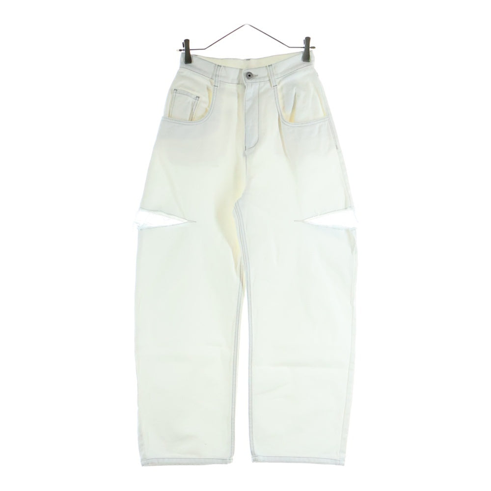 Maison Margiela(メゾンマルジェラ) 24SS スラッシュディテール カットオフ デニムパンツ ジーンズ ホワイト S51LA0106 S47399 レディース