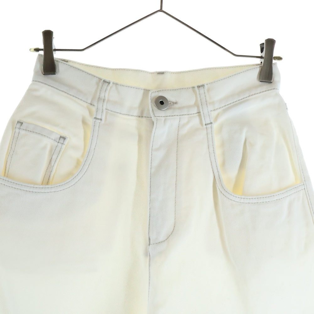 Maison Margiela(メゾンマルジェラ) 24SS スラッシュディテール カットオフ デニムパンツ ジーンズ ホワイト S51LA0106 S47399 レディース