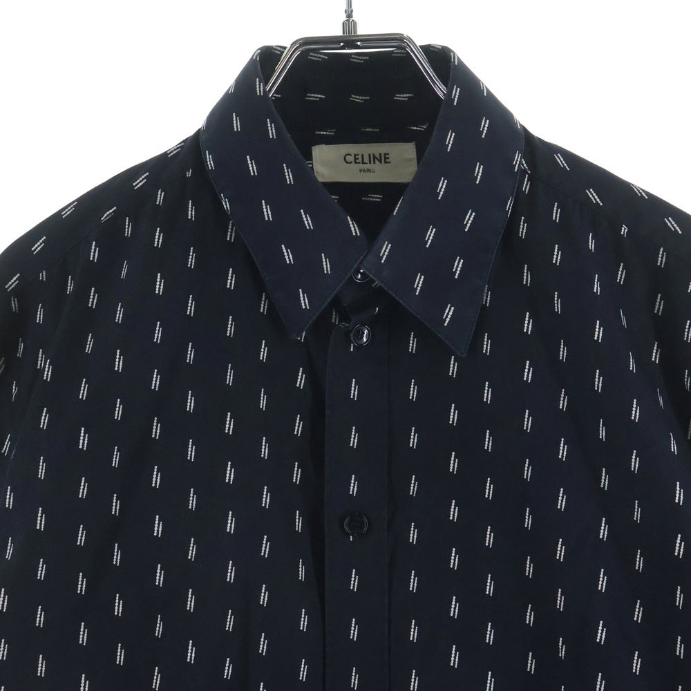 CELINE(セリーヌ) 19SS エディ期 ダブルドット ブロード 長袖シャツ 総柄 20ZZ3186D ブラック