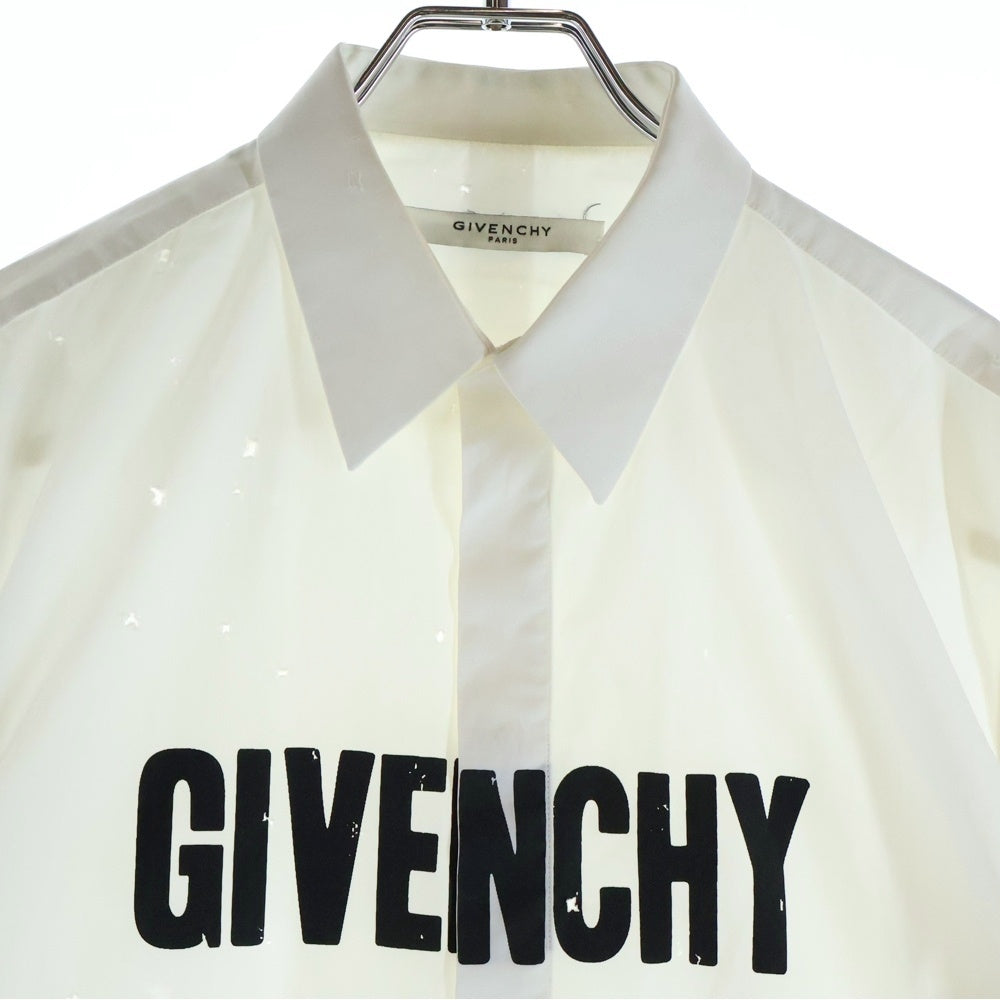 GIVENCHY(ジバンシィ) 16SS ブランドロゴ ダメージ加工 ブロード 長袖シャツ 16S-6038-697 ホワイト