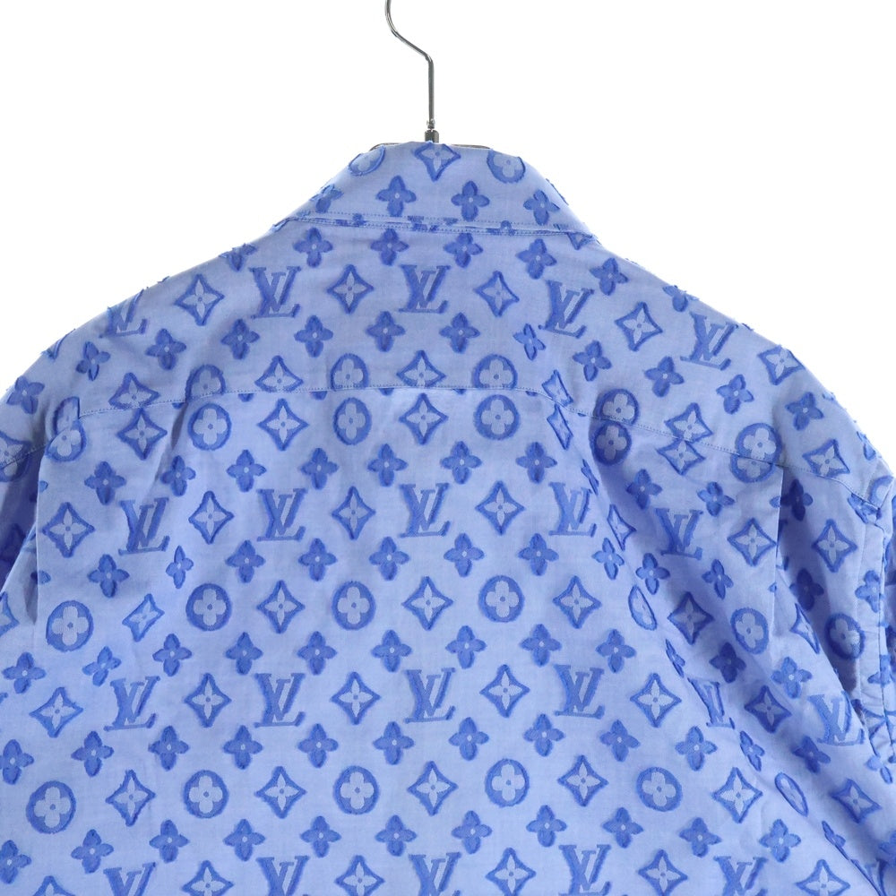 LOUIS VUITTON(ルイヴィトン) 21AW モノグラム 総柄 ジャガード シャンブレーシャツ RM212Q DO7 HLS51W 長袖シャツ ブルー