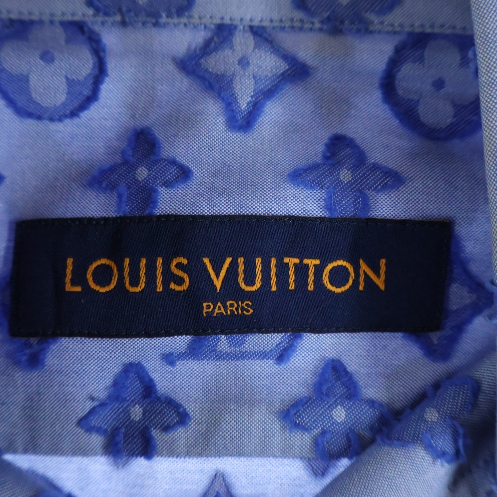 LOUIS VUITTON(ルイヴィトン) 21AW モノグラム 総柄 ジャガード シャンブレーシャツ RM212Q DO7 HLS51W 長袖シャツ ブルー