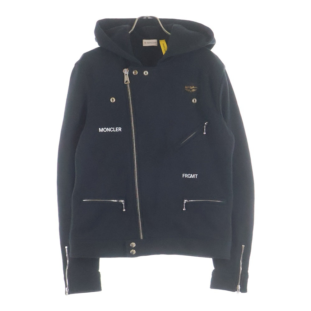 MONCLER(モンクレール) ×FRAGMENT DESIIGN ×LEWIS LEATHERS SWEAT RIDERS JACKET C-SCOM-21-3237/G209U8G00012 ライダースジャケット スウェット ブラック