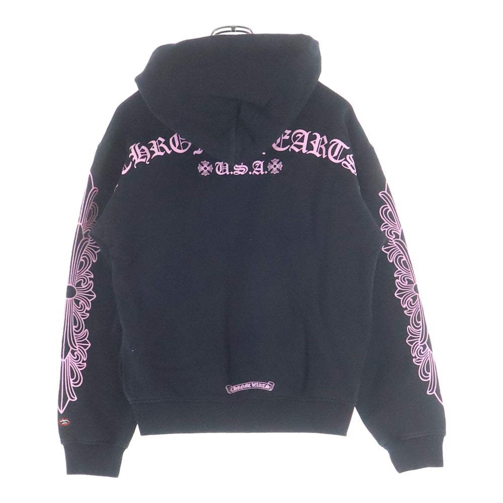 CHROME HEARTS(クロムハーツ) SWTSHRT PLVR バックアーチロゴプリント プルオーバーフーディパーカー ブラック