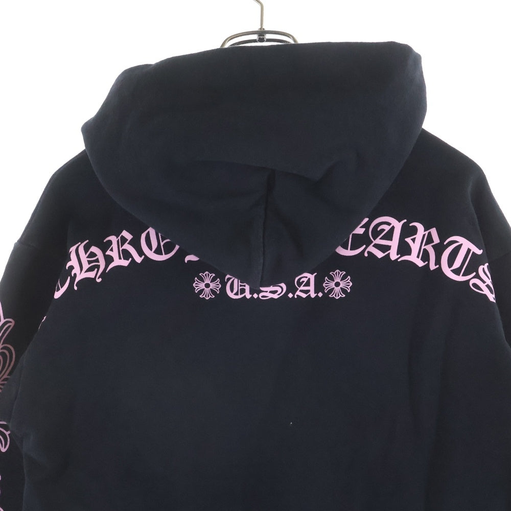 CHROME HEARTS(クロムハーツ) SWTSHRT PLVR バックアーチロゴプリント プルオーバーフーディパーカー ブラック