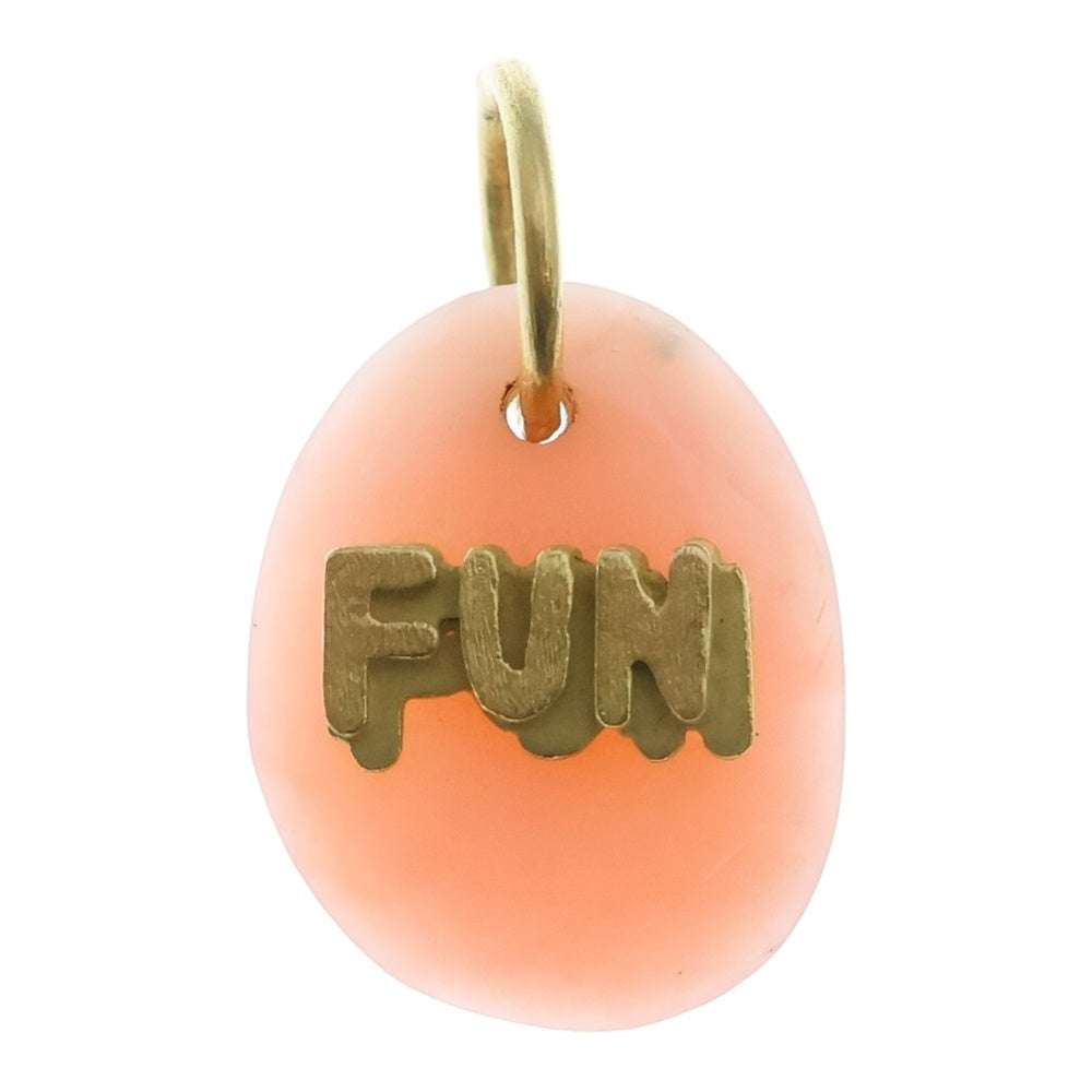 NO BRAND(ノーブランド) STONES STONE ZOO K18YG FUN フォントチャーム ネックレストップペンダントピンクオパール ピンク/ゴールド レディース
