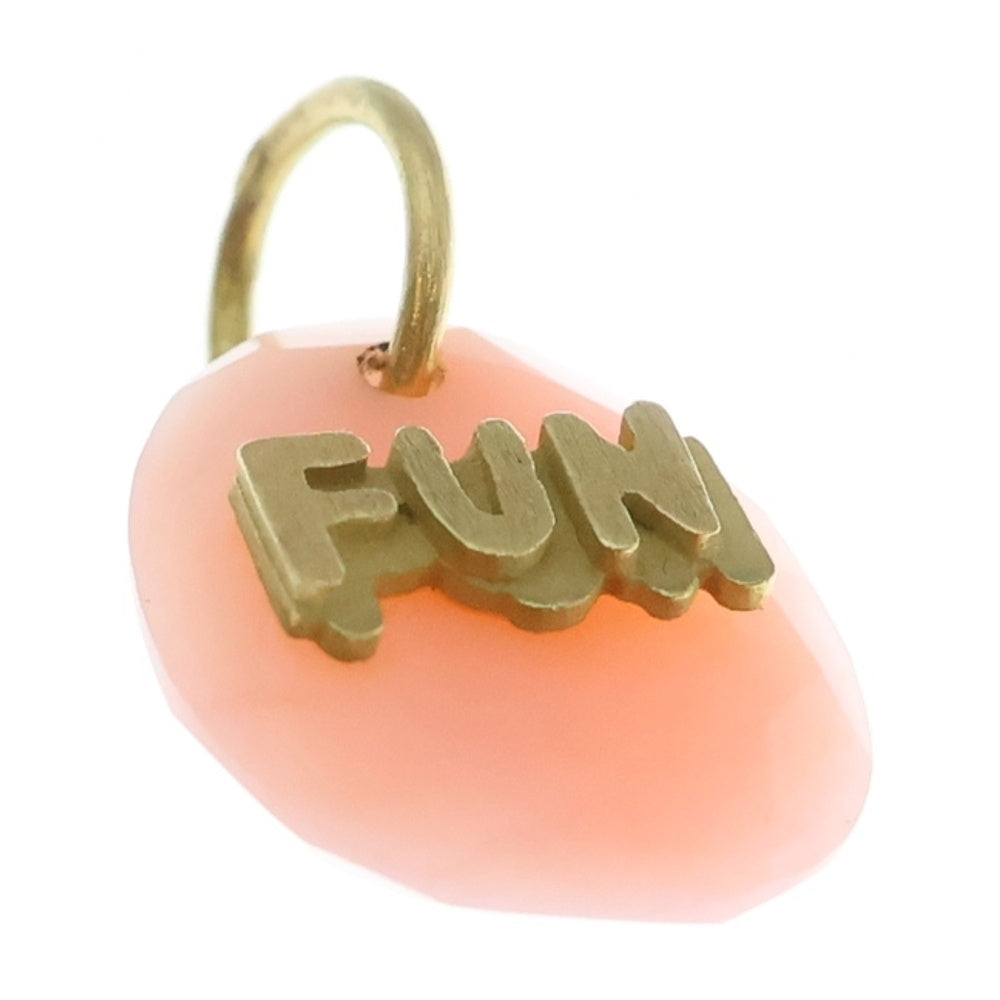 NO BRAND(ノーブランド) STONES STONE ZOO K18YG FUN フォントチャーム ネックレストップペンダントピンクオパール ピンク/ゴールド レディース