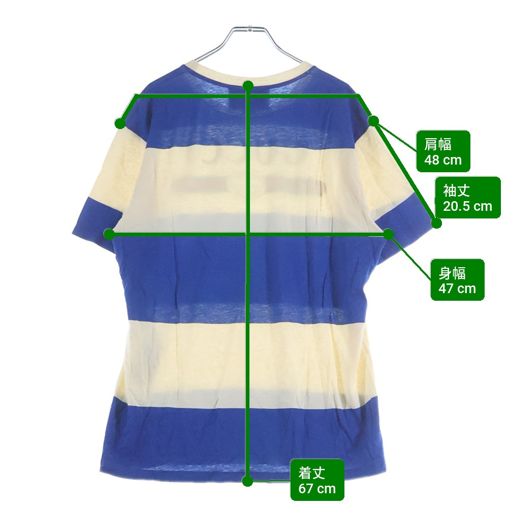 GUCCI(グッチ) 20SS ビンテージ加工 ボーダー Tシャツ クルーネックTシャツ ベージュ/ブルー
