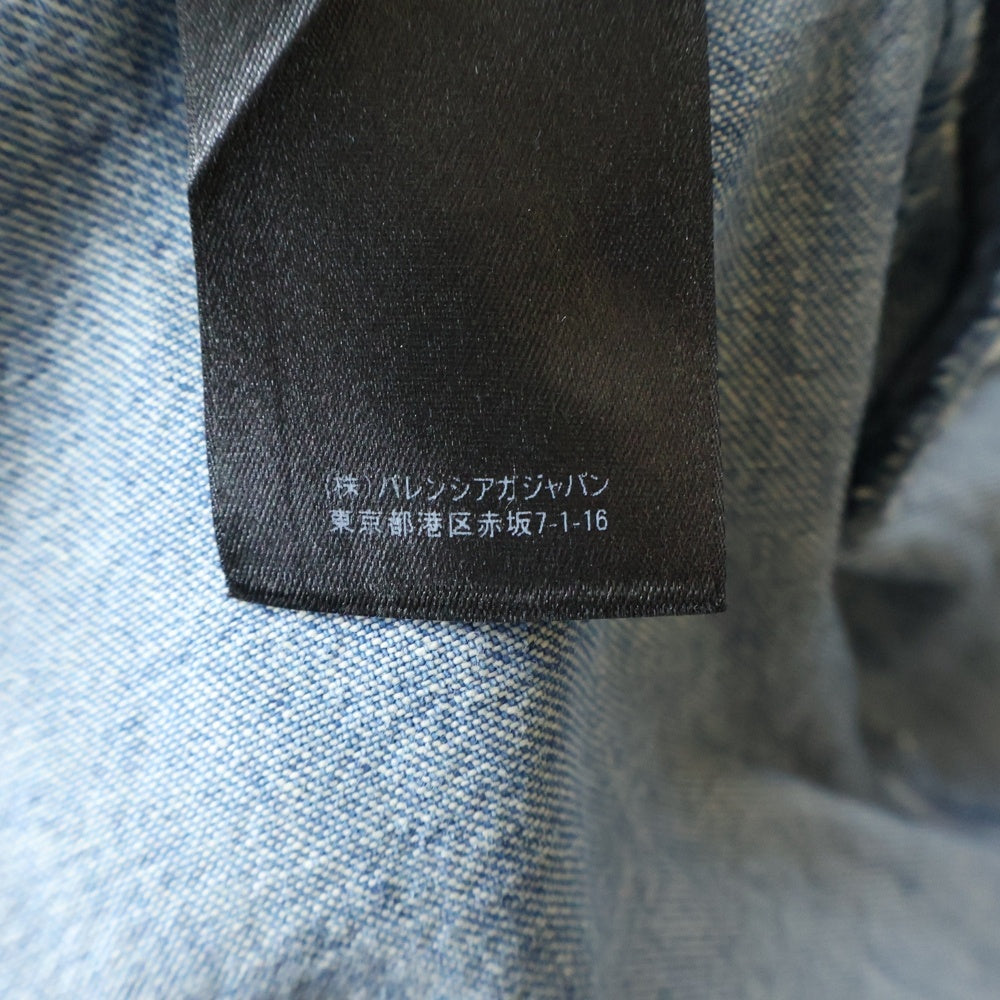 BALENCIAGA(バレンシアガ) 20SS ウォッシュ加工 ロゴ刺繍 デニムシャツ 600280 TYE24 インディゴ
