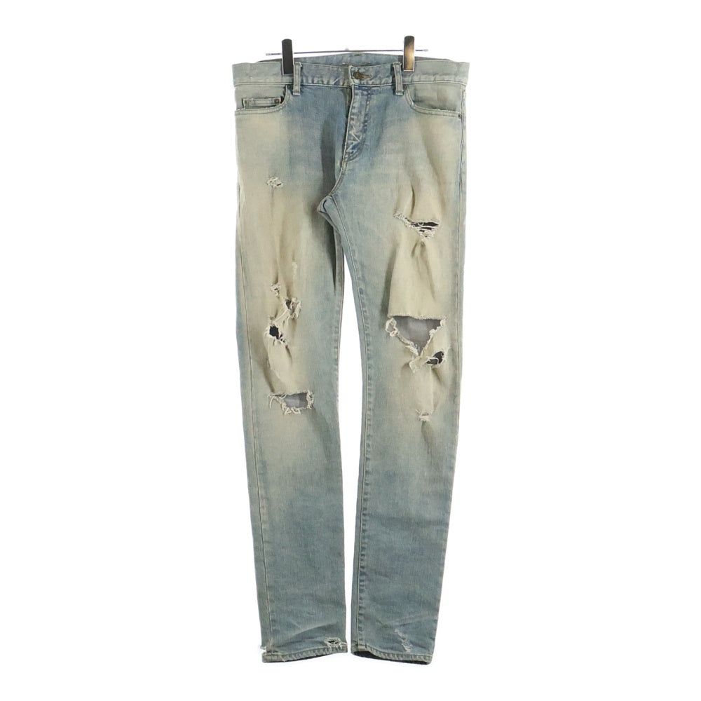 SAINT LAURENT PARIS(サンローランパリ) 16SS デストロイクラッシュ加工 ストレートデニムパンツ 391659 Y828K インディゴ