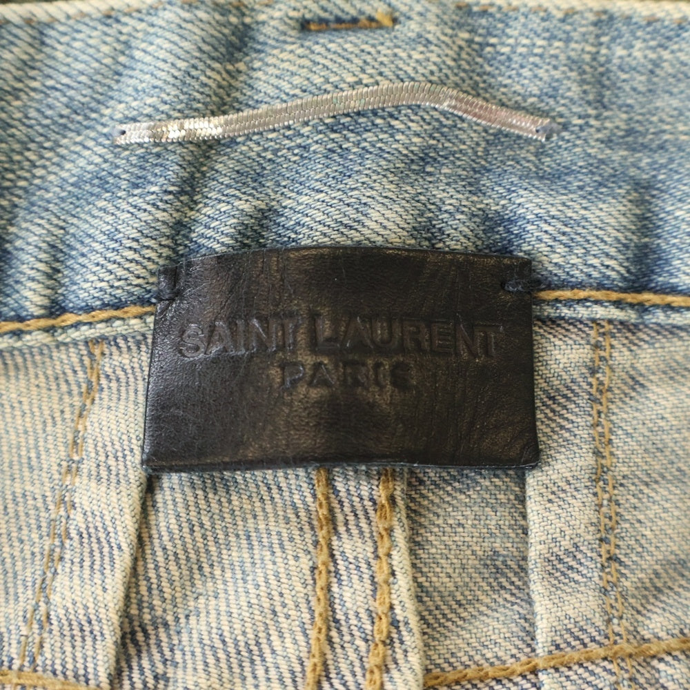 SAINT LAURENT PARIS(サンローランパリ) 16SS デストロイクラッシュ加工 ストレートデニムパンツ 391659 Y828K インディゴ