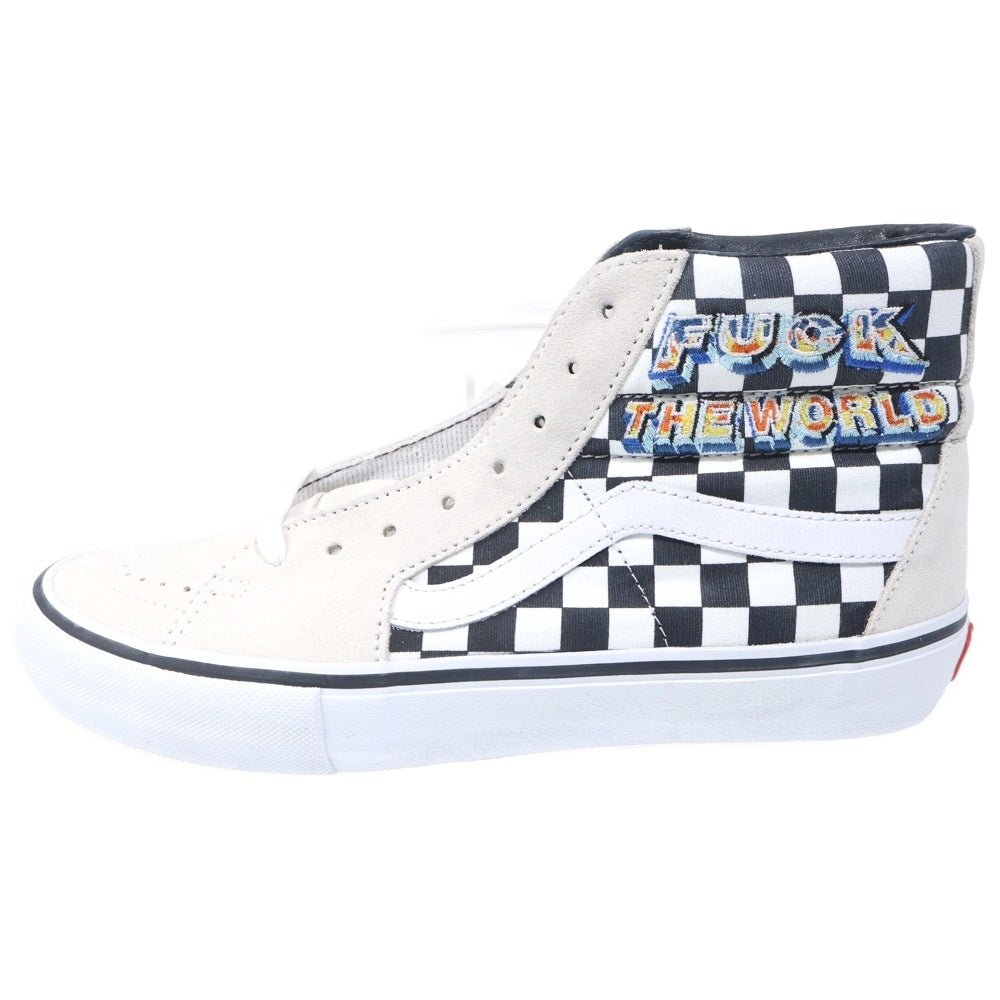 SUPREME(シュプリーム) 19AW ×VANS SK8-HI PRO FUCK THE WORLD スケハイ チェッカー VN0A45JDSY4 27cm/US9 ハイカットスニーカー ホワイト
