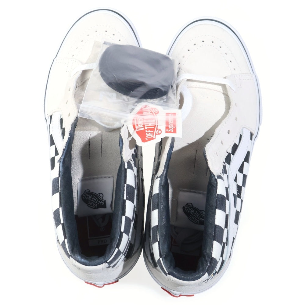 SUPREME(シュプリーム) 19AW ×VANS SK8-HI PRO FUCK THE WORLD スケハイ チェッカー VN0A45JDSY4 27cm/US9 ハイカットスニーカー ホワイト