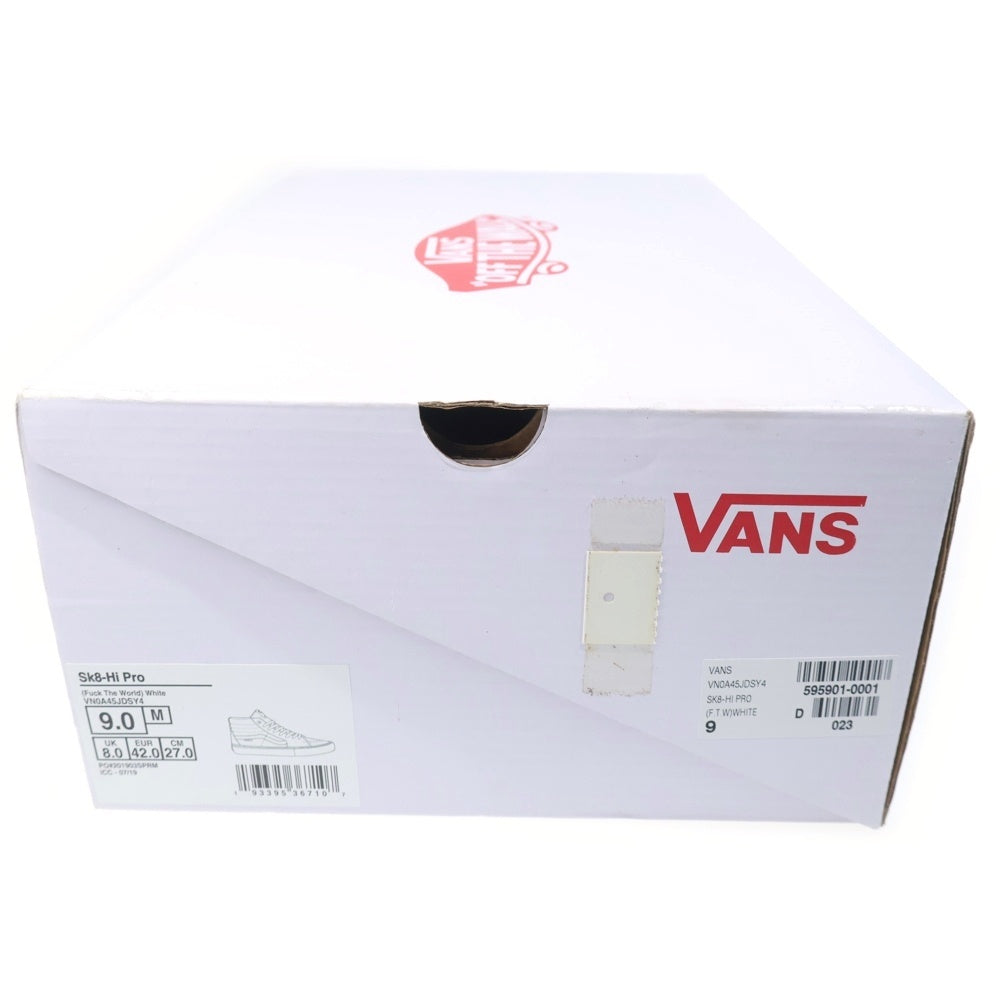 SUPREME(シュプリーム) 19AW ×VANS SK8-HI PRO FUCK THE WORLD スケハイ チェッカー VN0A45JDSY4 27cm/US9 ハイカットスニーカー ホワイト