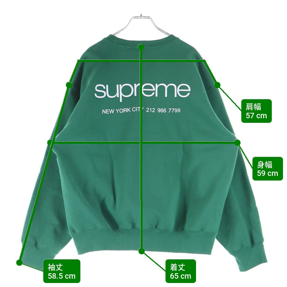 SUPREME(シュプリーム) 23AW NYC Crewneck ニューヨーク クルー ネック ロゴ プリント スウェットシャツ トレーナー グリーン