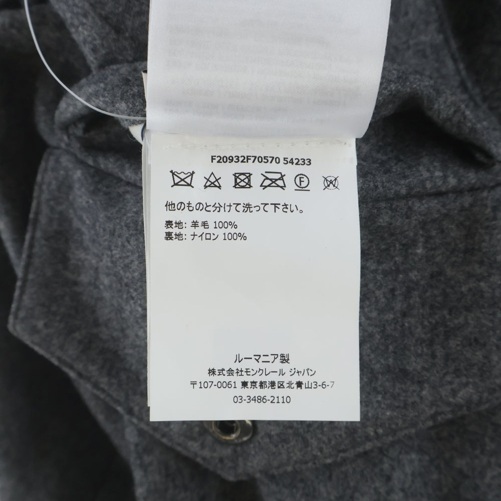 MONCLER(モンクレール) ロゴワッペン付き 長袖ウールシャツ F20932F70570 54233 グレー レディース