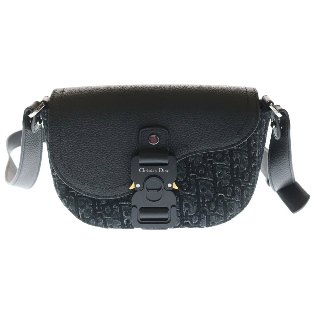 DIOR(ディオール) SADDLE BAG オブリーク メタリックジャガード カーフスキン ショルダー サドルバッグ ブラック
