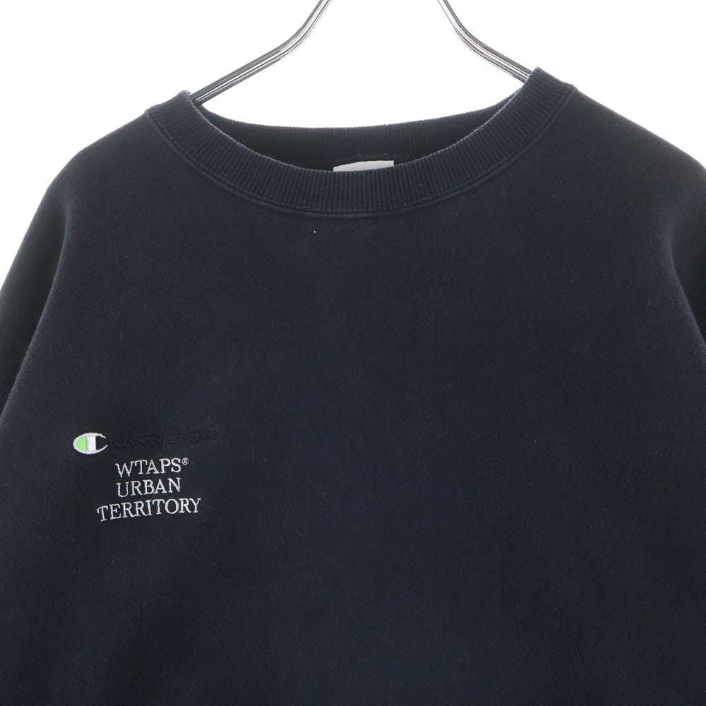 WTAPS(ダブルタップス) ×CHAMPION チャンピオン フロント刺繍 クルーネックスウェットトレーナー ブラック C8-X016