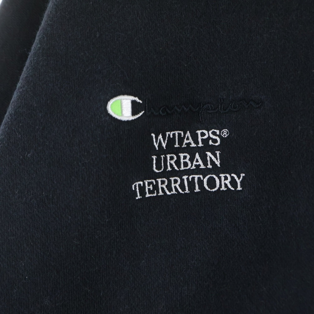 WTAPS(ダブルタップス) ×CHAMPION チャンピオン フロント刺繍 クルーネックスウェットトレーナー ブラック C8-X016