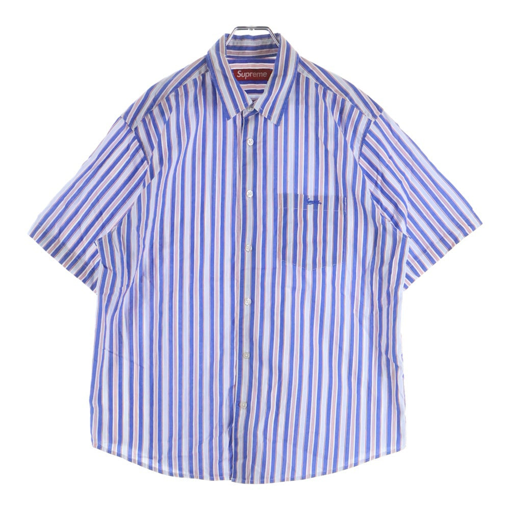 SUPREME(シュプリーム) 24SS Loose Fit Multi Stripe S/S Shirt ルーズフィットマルチストライプシャツ 半袖シャツ ストライプ ブルー