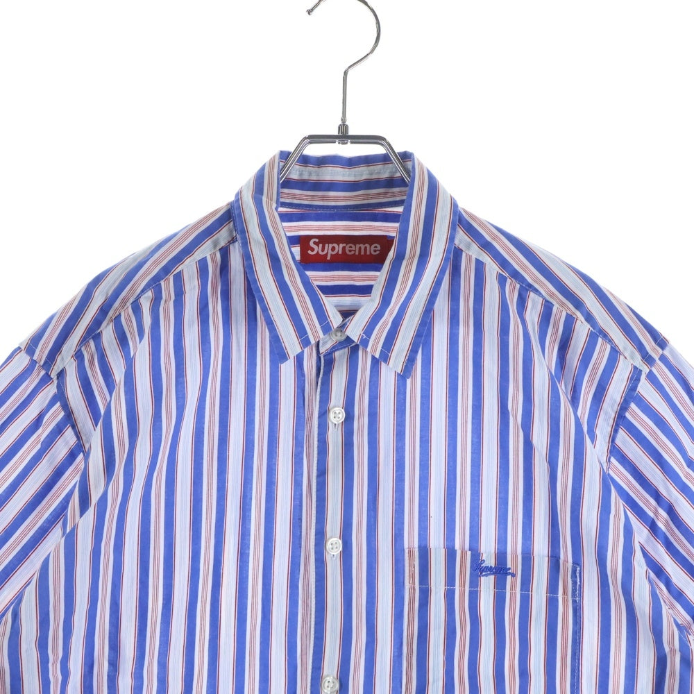SUPREME(シュプリーム) 24SS Loose Fit Multi Stripe S/S Shirt ルーズフィットマルチストライプシャツ 半袖シャツ ストライプ ブルー