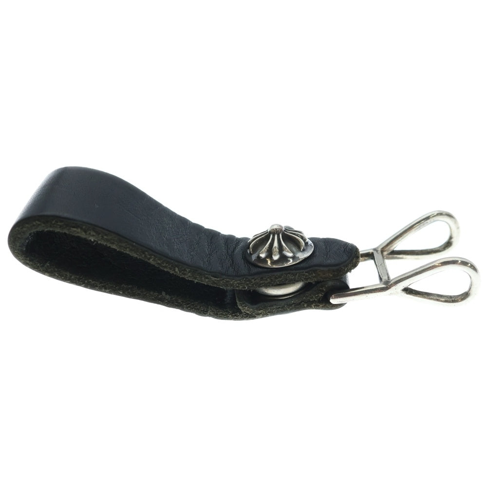 CHROME HEARTS(クロムハーツ) BELT LOOP クロスボールボタンレザーベルトループ シルバー/ブラック BCA397
