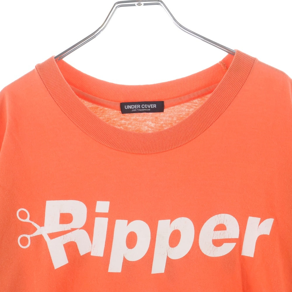 UNDERCOVER(アンダーカバー) 90s 初期 裾袖シングル RIPPER クルーネックTシャツ オレンジ