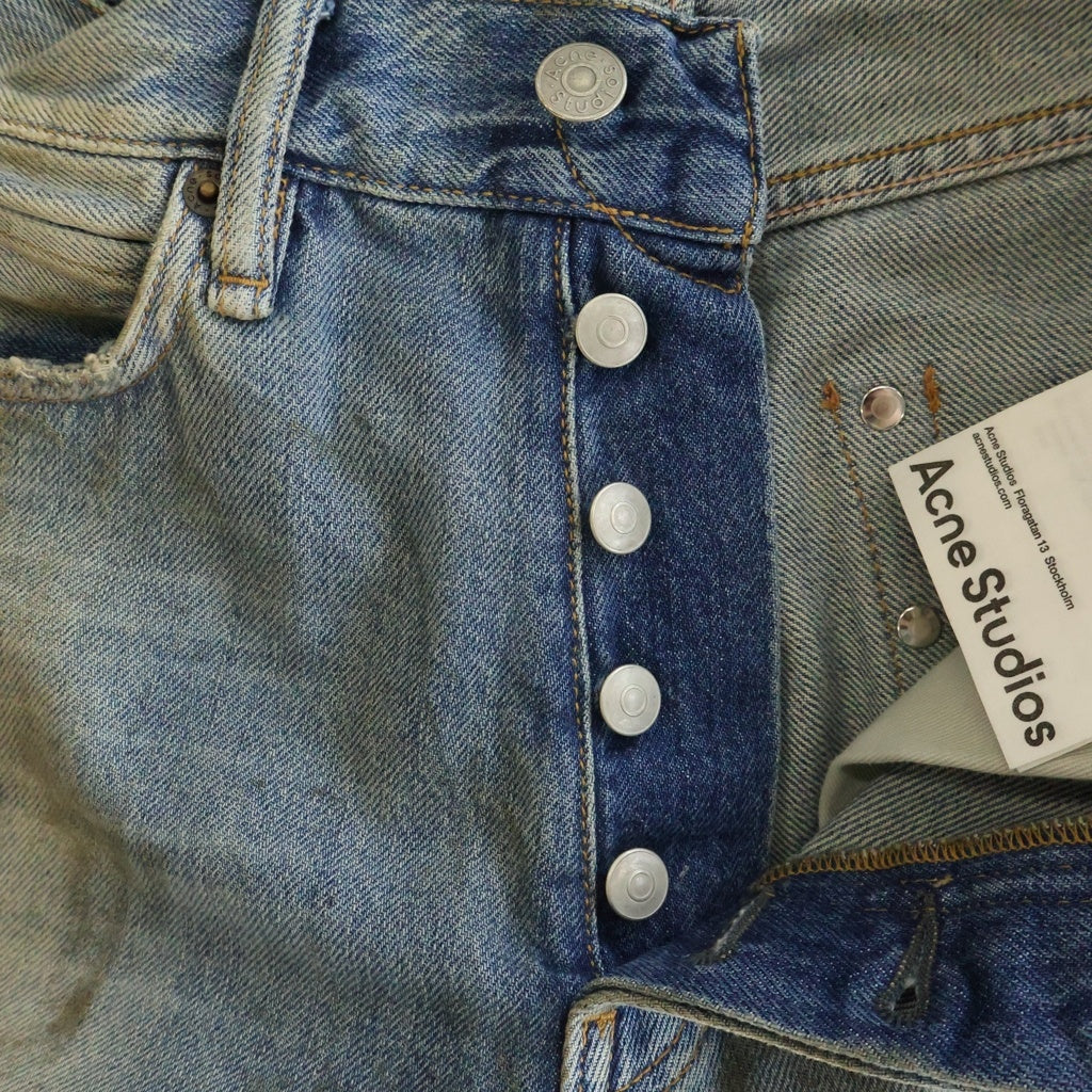 Acne Studios(アクネ ストゥディオズ) レザーパッチポケット ダメージ加工 ルーズフィットデニムパンツ C00101 インディゴ