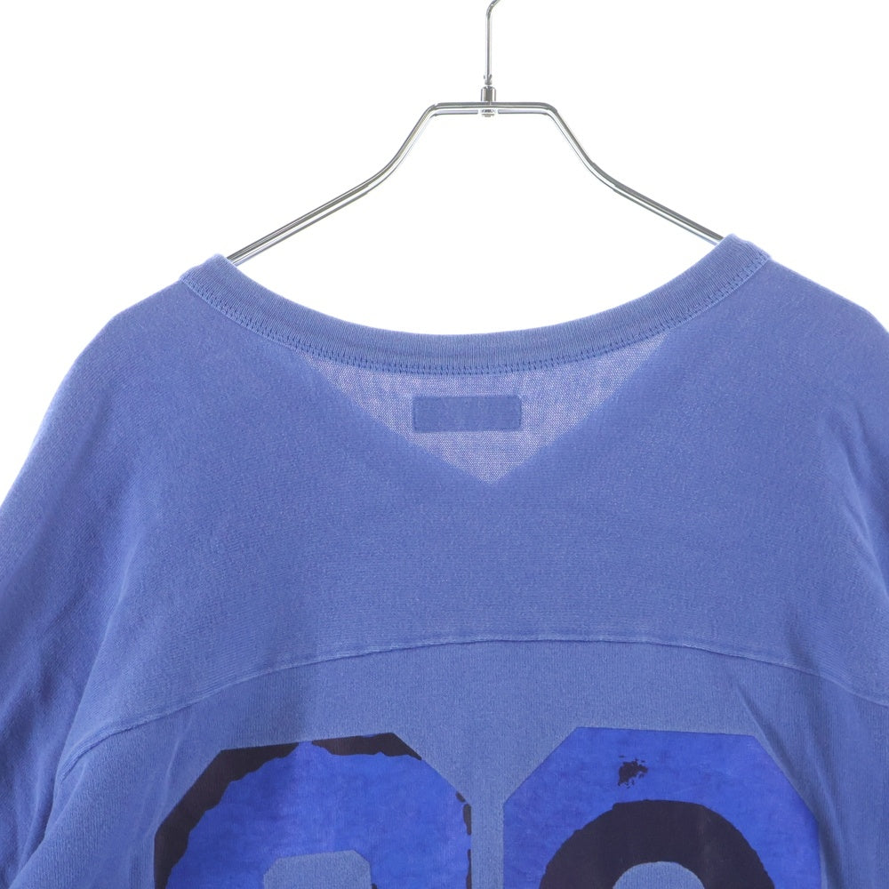 ERL(イーアールエル) Oversized Printed Cotton Jersey Vネック オーバーサイズ フロントプリント ロングスリーブTシャツ ブルー