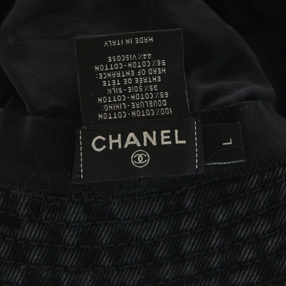 CHANEL(シャネル) ココマーク ウォッシュ加工 デニムバケットハット ブラック