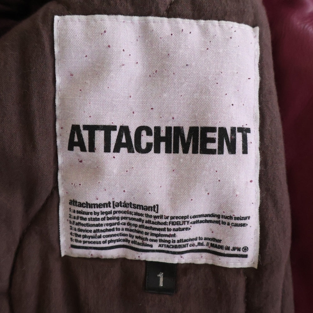 ATTACHMENT(アタッチメント) レザーフーデッドジャケット レッド