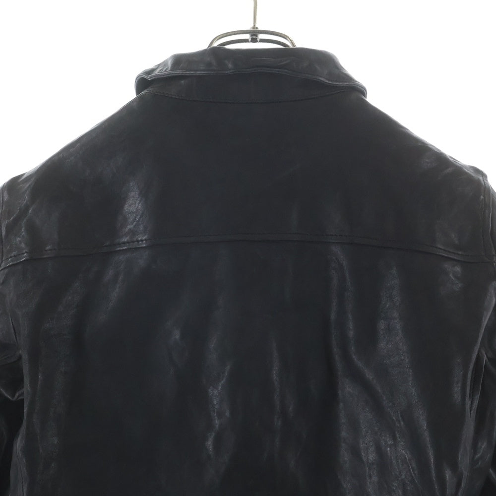 BACK LASH(バックラッシュ) 13AW ベルギーショルダー製品染め 襟付きシングルライダース レザージャケット ブラック 1295-02