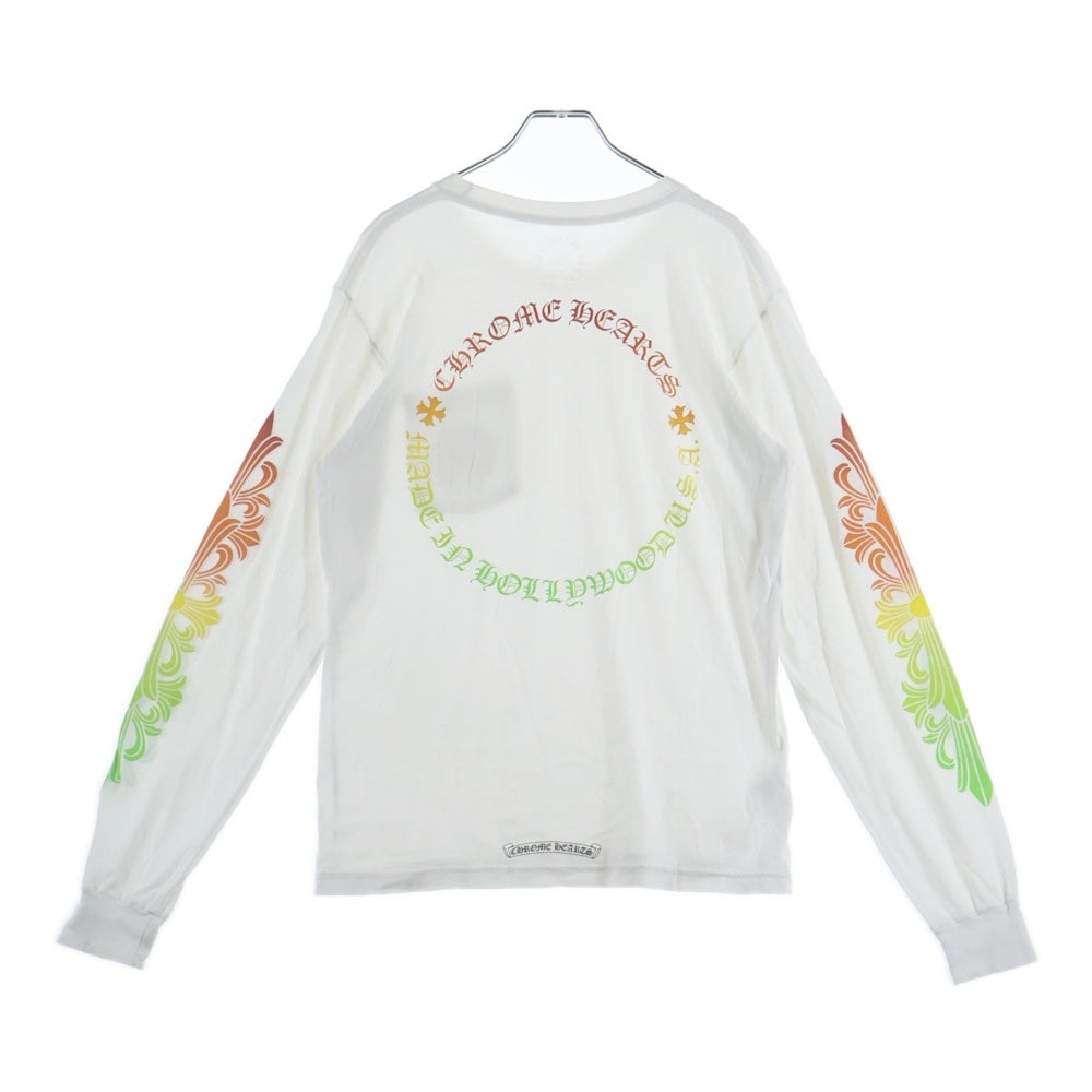 CHROME HEARTS(クロムハーツ) Back Grad Circle Logo L/S Tee バックグラデーションサークルロゴ 袖フローラル 408129112-731 ロングスリーブカットソー ホワイト