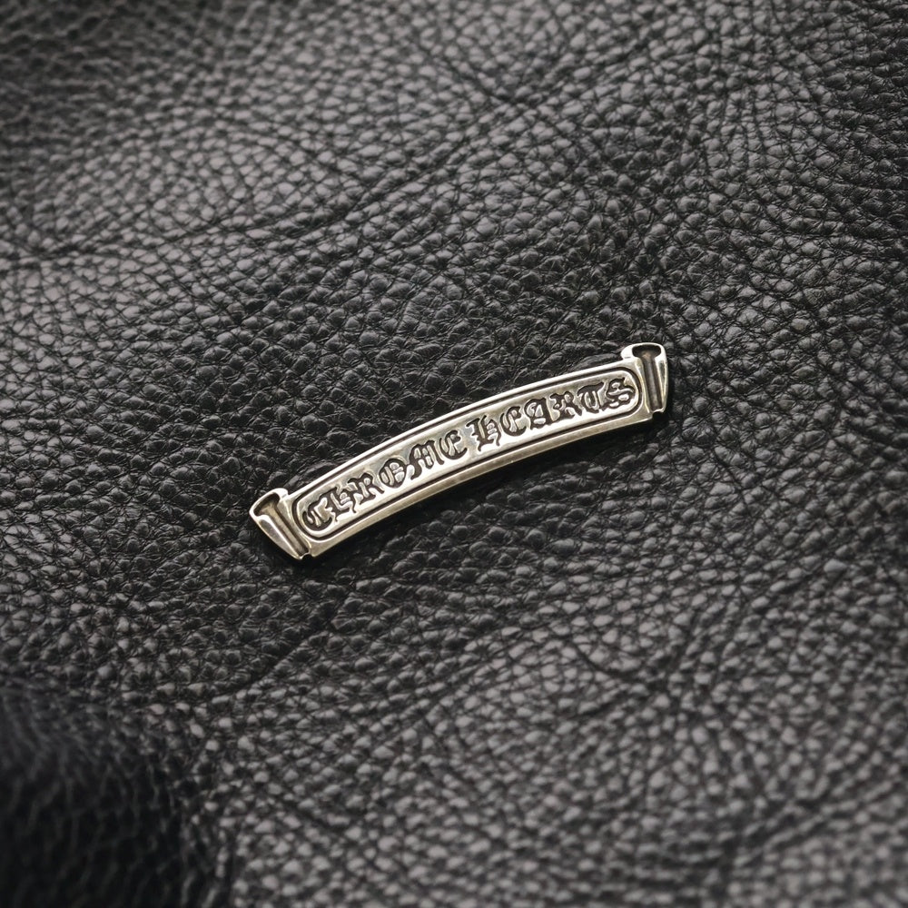 CHROME HEARTS(クロムハーツ) FS TOTE FSトートバッグ セメタリークロスパッチ ダブルスナップレザーショルダーバッグ ブラック