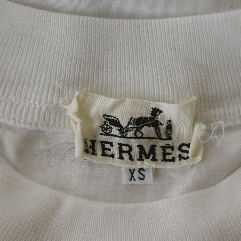 HERMES(エルメス) 胸ロゴ クルーネックTシャツ ホワイト