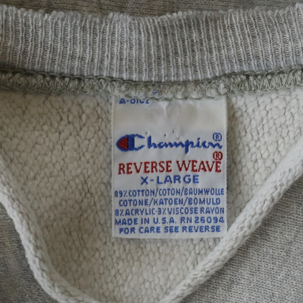 CHAMPION(チャンピオン) 90s USA製 YALE REVERSE WEAVE リバースウィーブ 首カット クルーネックスウェット グレー