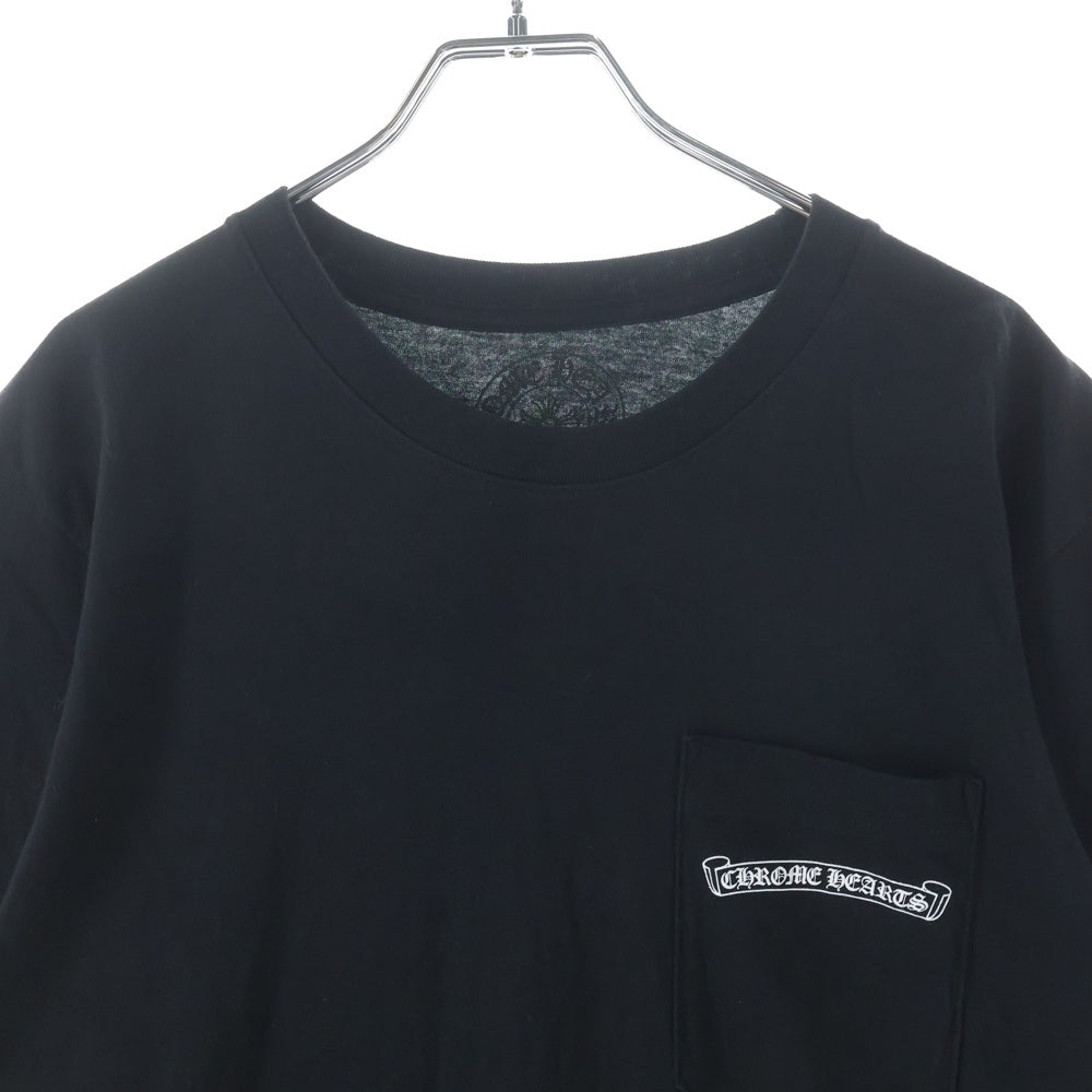 CHROME HEARTS(クロムハーツ) バックスクロールラベルプリント 胸ポケット 半袖Tシャツ カットソー ブラック
