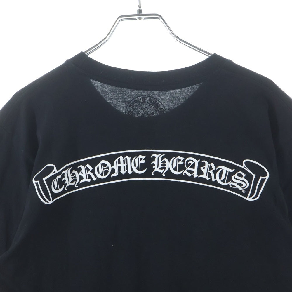 CHROME HEARTS(クロムハーツ) バックスクロールラベルプリント 胸ポケット 半袖Tシャツ カットソー ブラック