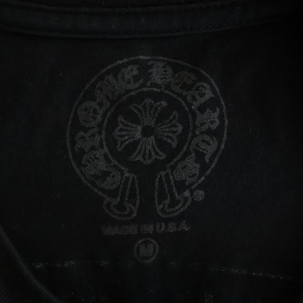 CHROME HEARTS(クロムハーツ) バックスクロールラベルプリント 胸ポケット 半袖Tシャツ カットソー ブラック