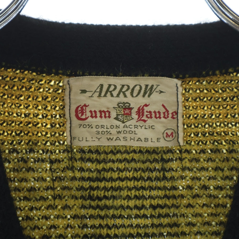 VINTAGE(ヴィンテージ) 60s-70s ARROW Cum Laude 毛足有 アクリル ウール セーター チェック イエロー