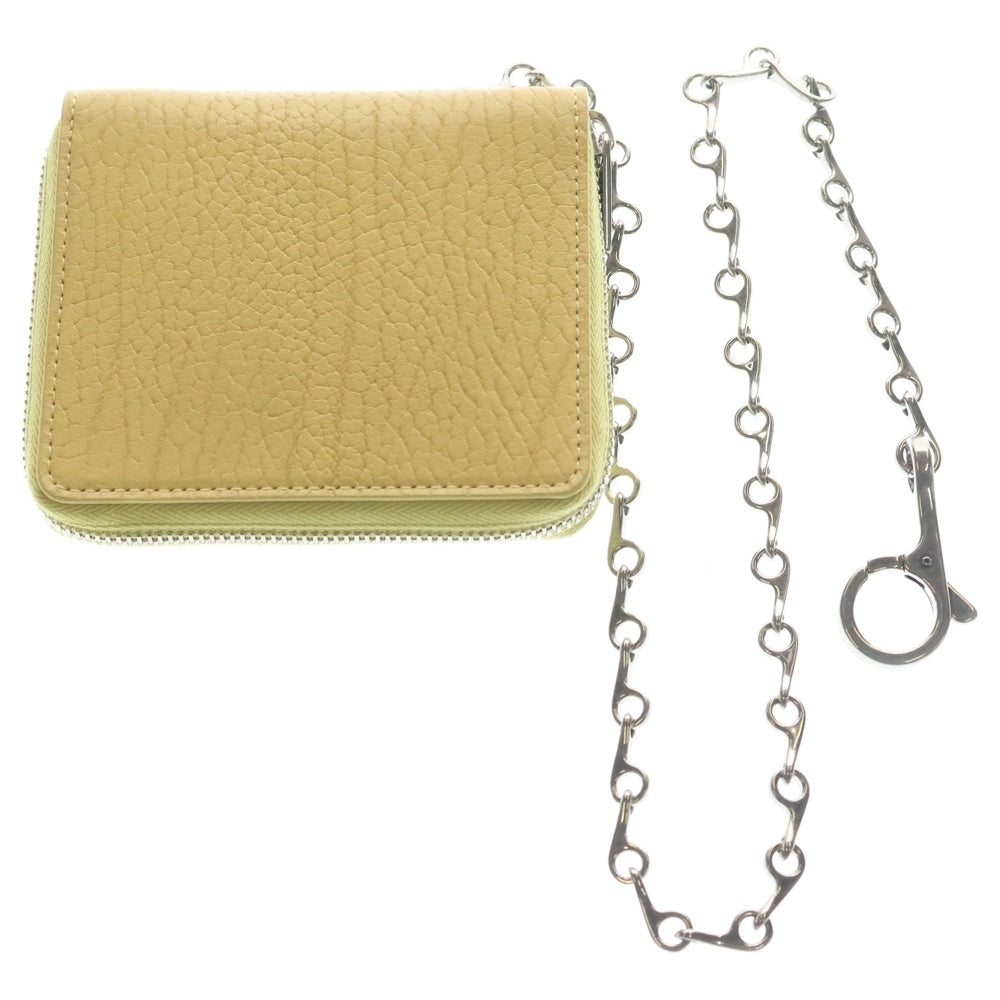 BURBERRY(バーバリー) VIA MANZONI CHAIN WALLET ラウンドファスナー エンボスレザー 財布 イエロー レディース