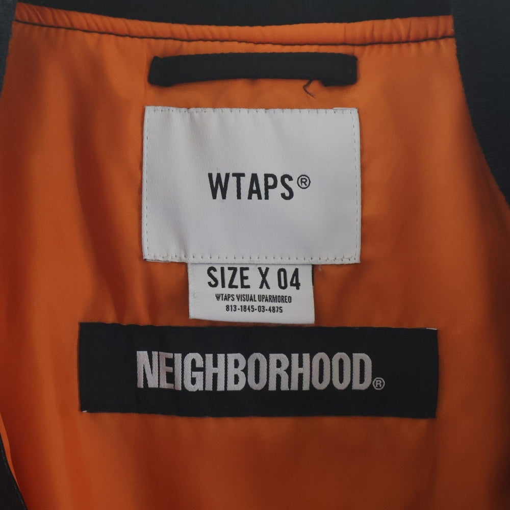 WTAPS(ダブルタップス) 19AW ×NEIGHBORHOOD W1 VE JACKET ネイバーフッド 異素材切替 MA-1 フライトジャケット ブラック/ホワイト 192BRNHD-JKM02S