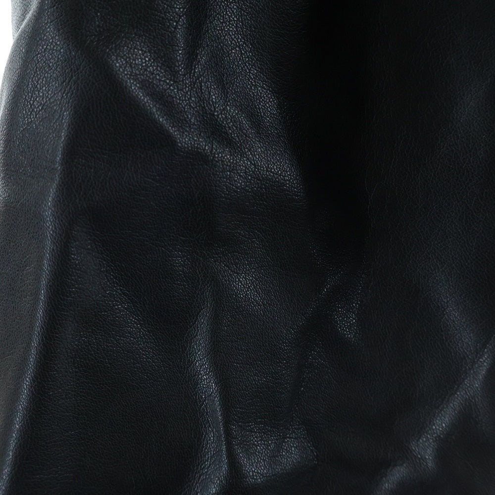 LAST NEST(ラスト ネスト) 25AW CROSS EMBROIDERY LEATHER ZIP HOODIE NUBIAN限定 フェイクレザー ジップアップフーディー ブラック