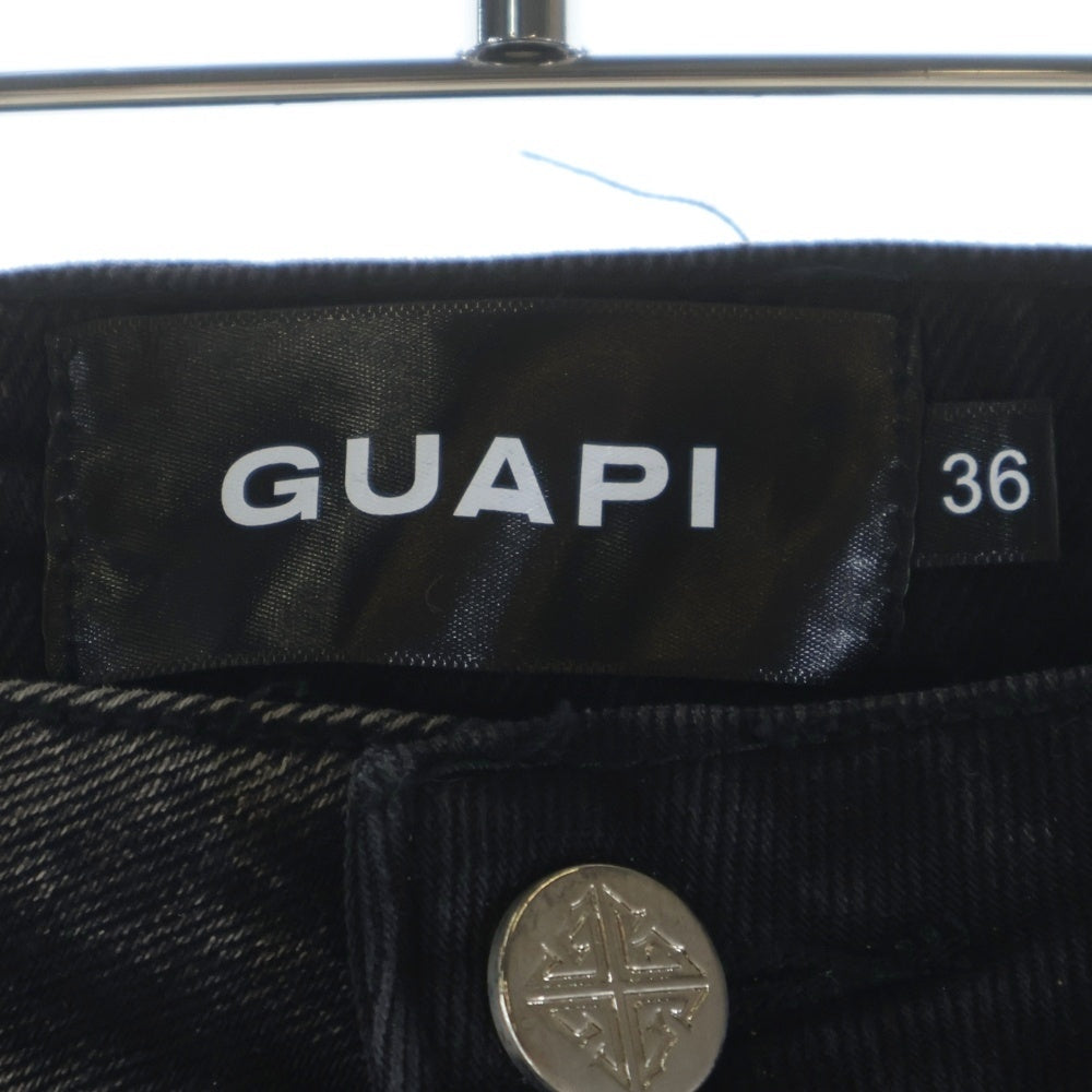 GUAPI(グアピ) STACKED PANTS スタックドパンツ フレアデニム ブラック