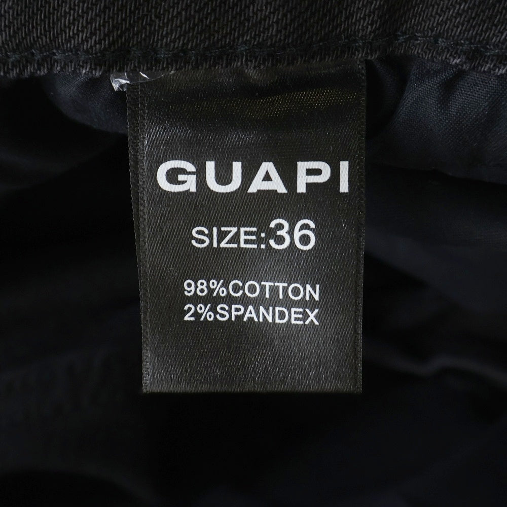 GUAPI(グアピ) STACKED PANTS スタックドパンツ フレアデニム ブラック