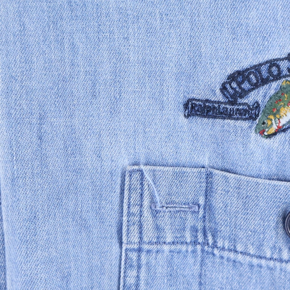 POLO RALPH LAUREN(ポロラルフローレン) 90s プルオーバー チンスト 猫目ボタン 胸刺繍 デニムシャツ インディゴ