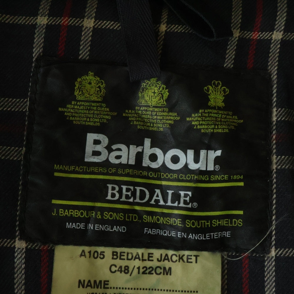 Barbour(バブアー) 90s 3ワラント BEDALE ビデイル オイルドジャケット ネイビー